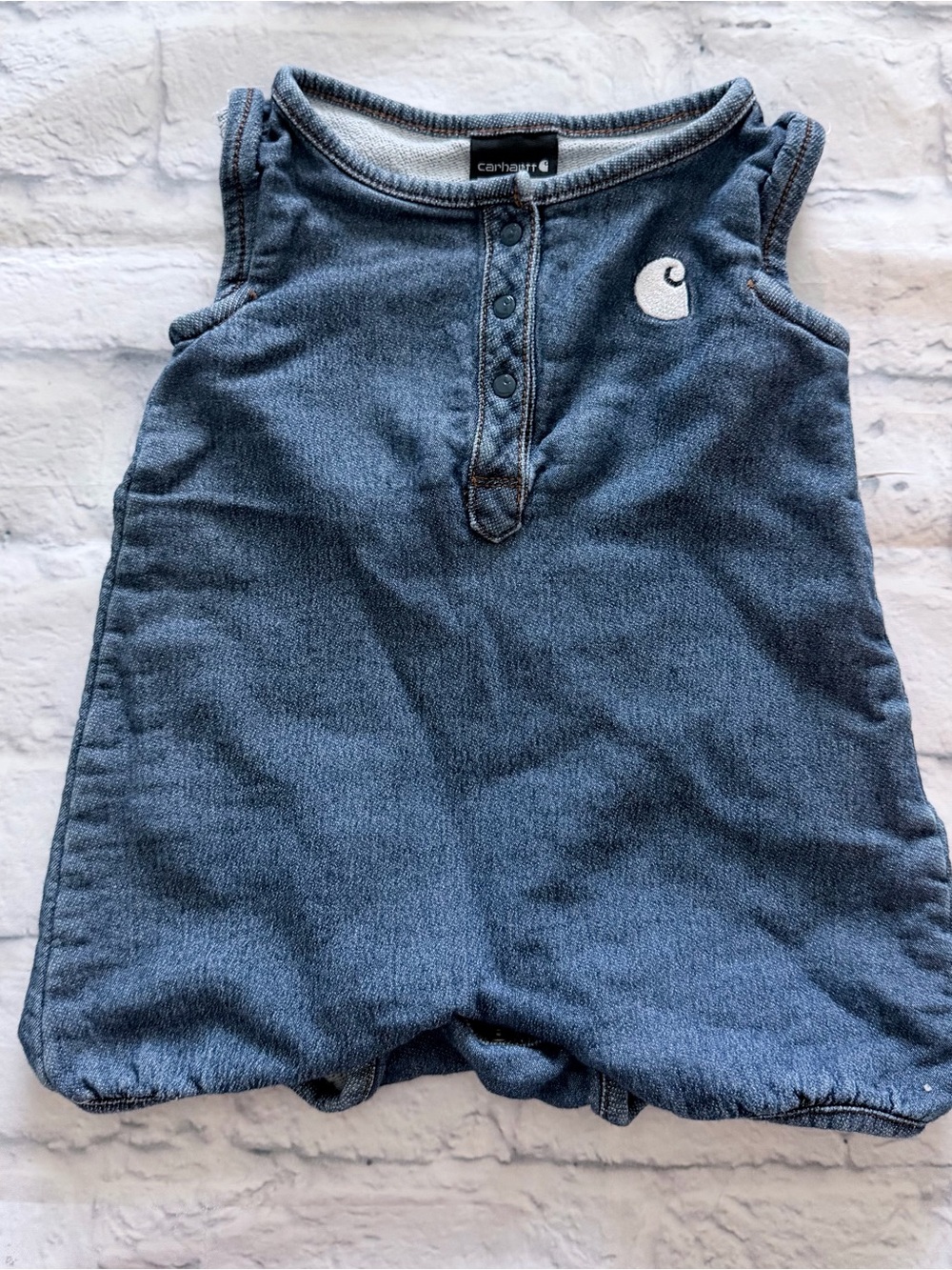 Carhartt Romper 9M | Denim Henley Snap Front